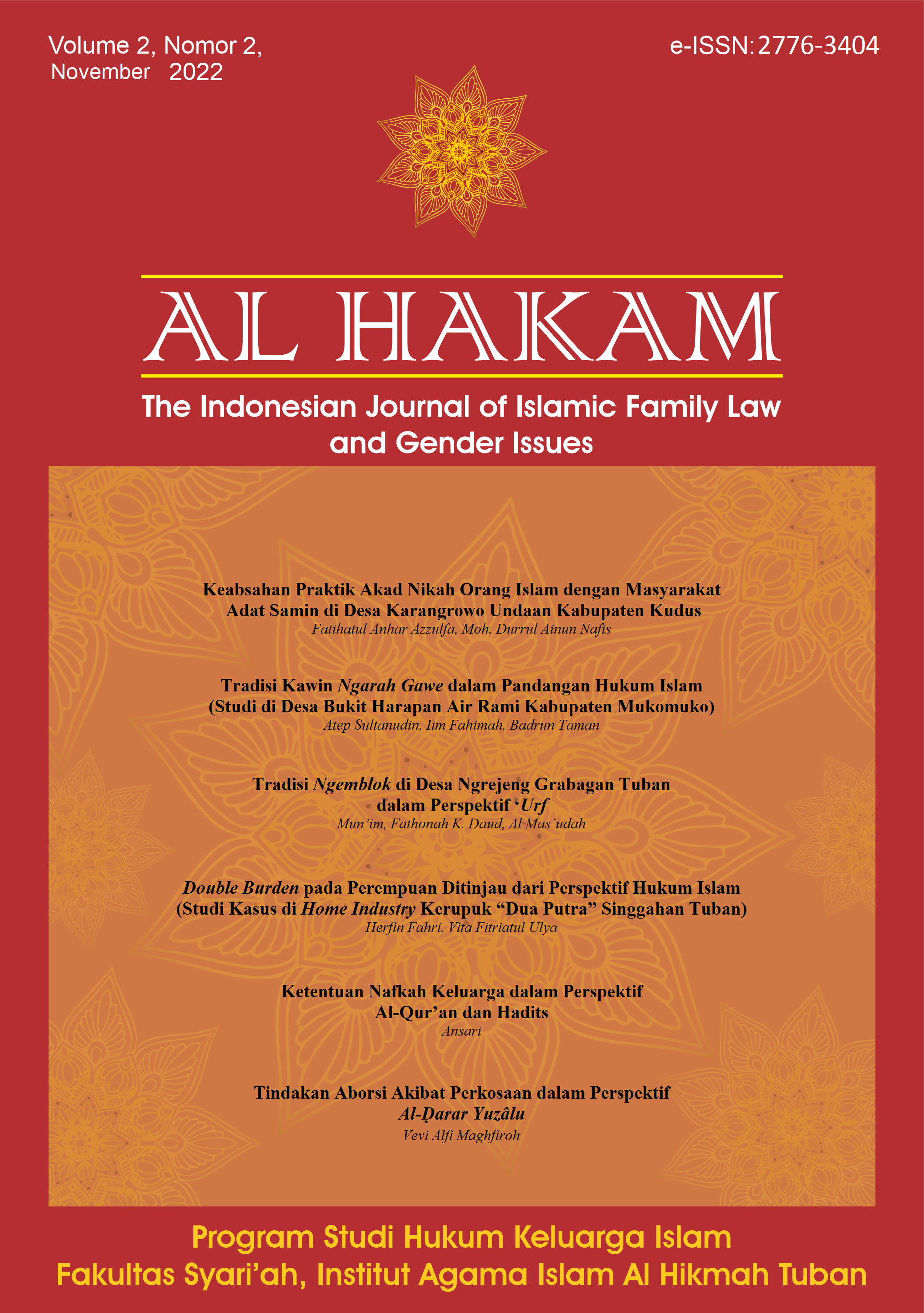 					View Vol. 2 No. 2 (2022): Al Hakam
				